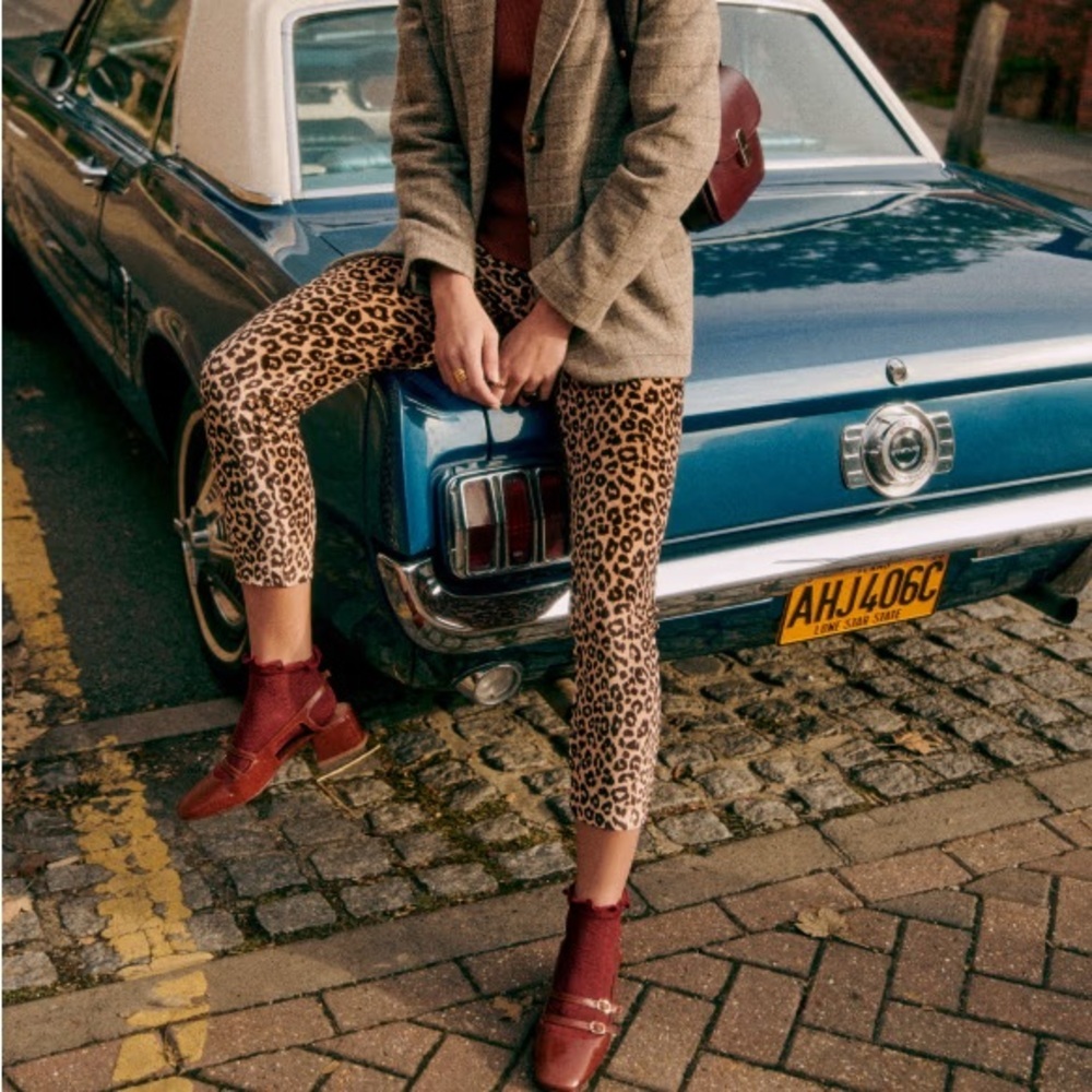 Sezane Gary Trouser in Velvet Leopard Print - Size 4